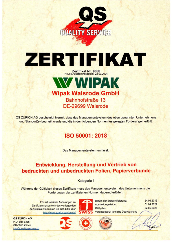 ISO50001 Walsrode Certificate