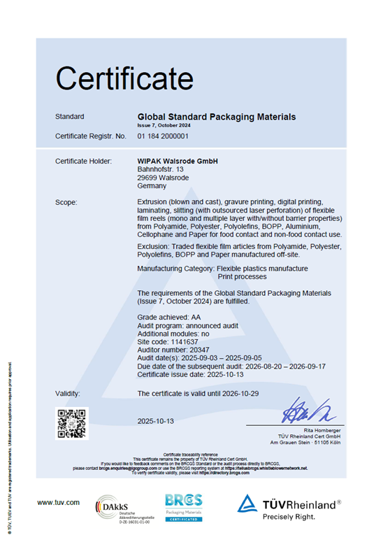 Wipak | BRC/BRCGS – Walsrode