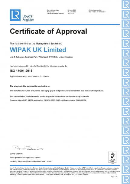 ISO 14001 – Wipak UK